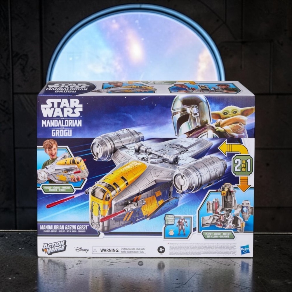 Star Wars The Mandalorian Razor Crest 2-in-1 Playset Hasbro Action Verse Grogu